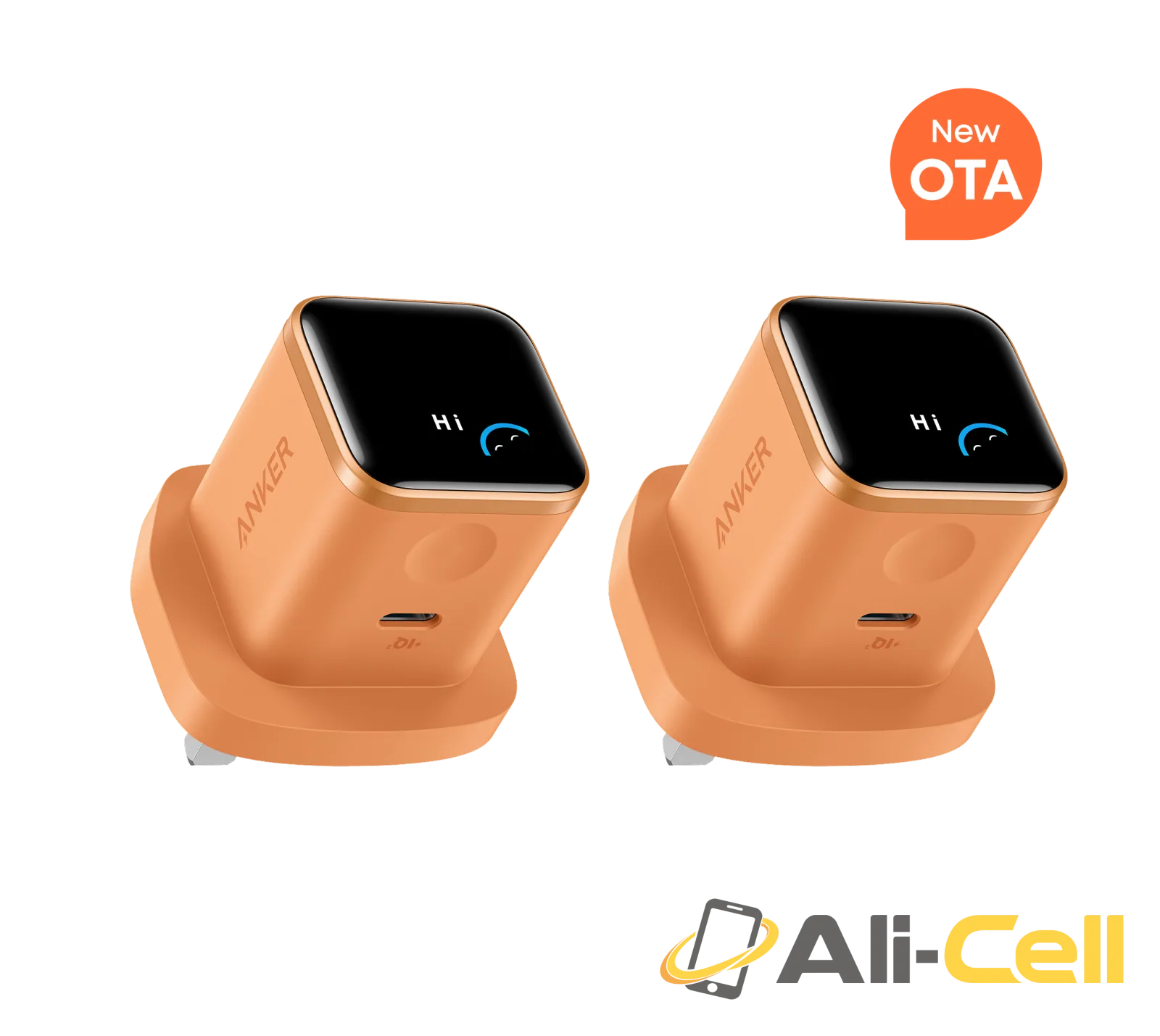 Anker Nano Charger (45W, Smart Display, 2-Pack) (Orange｜2 Pack)