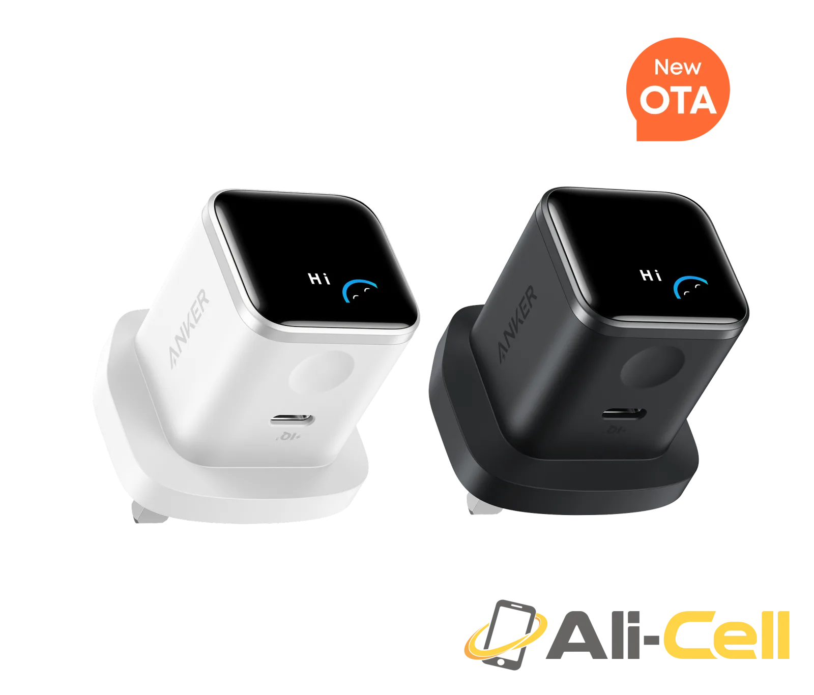 Anker Nano Charger (45W, Smart Display, 2-Pack) (Aurora White + Black Stone)