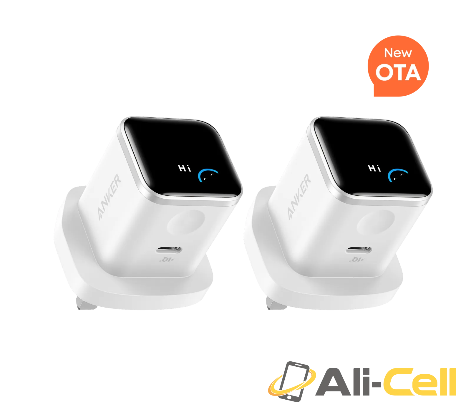 Anker Nano Charger (45W, Smart Display, 2-Pack) (Black Stone + Orange) — 2