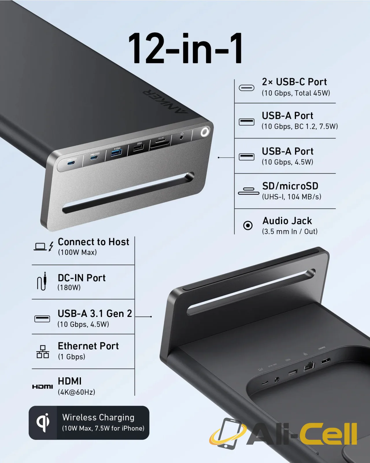 Anker 675 USB-C Docking Station (12-in-1, Monitor Stand, Wireless) — 2