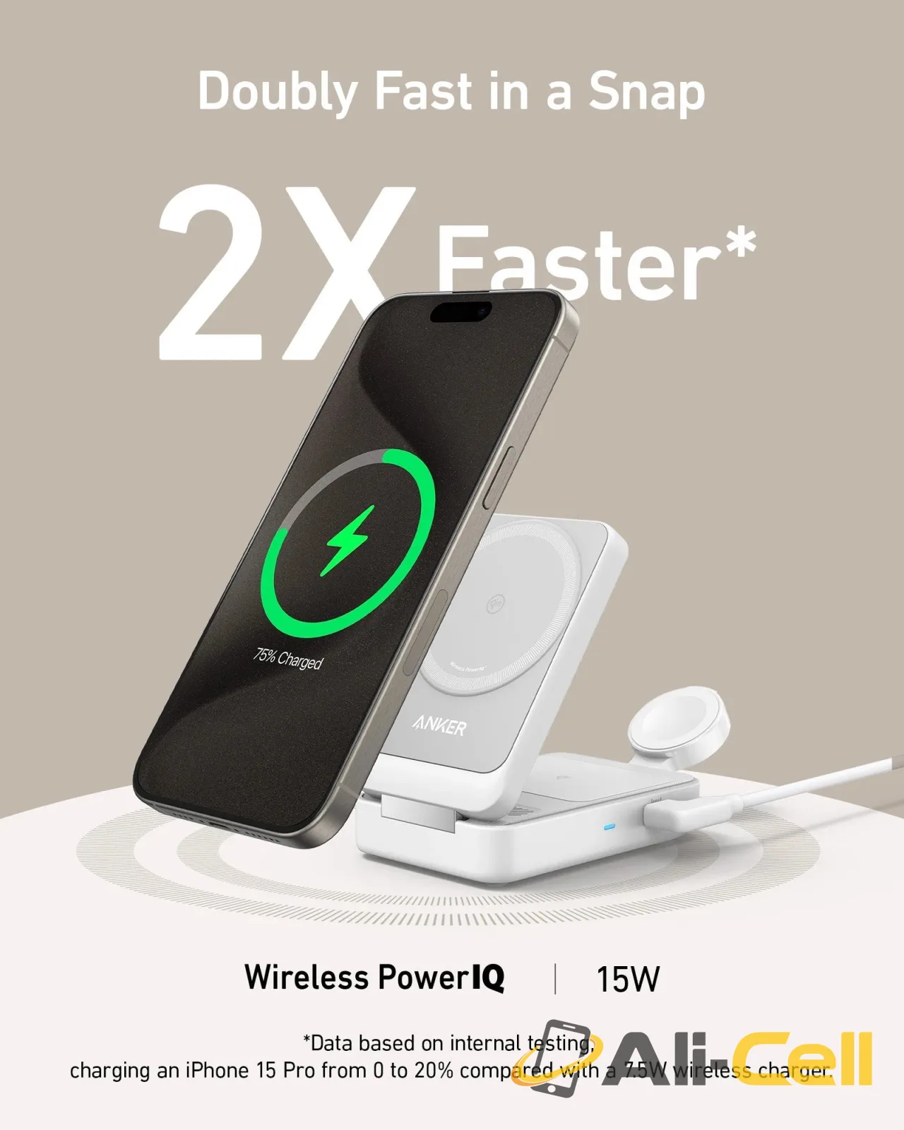 Anker MagGo Wireless Charging Station (Foldable 3-in-1) (White) — 6