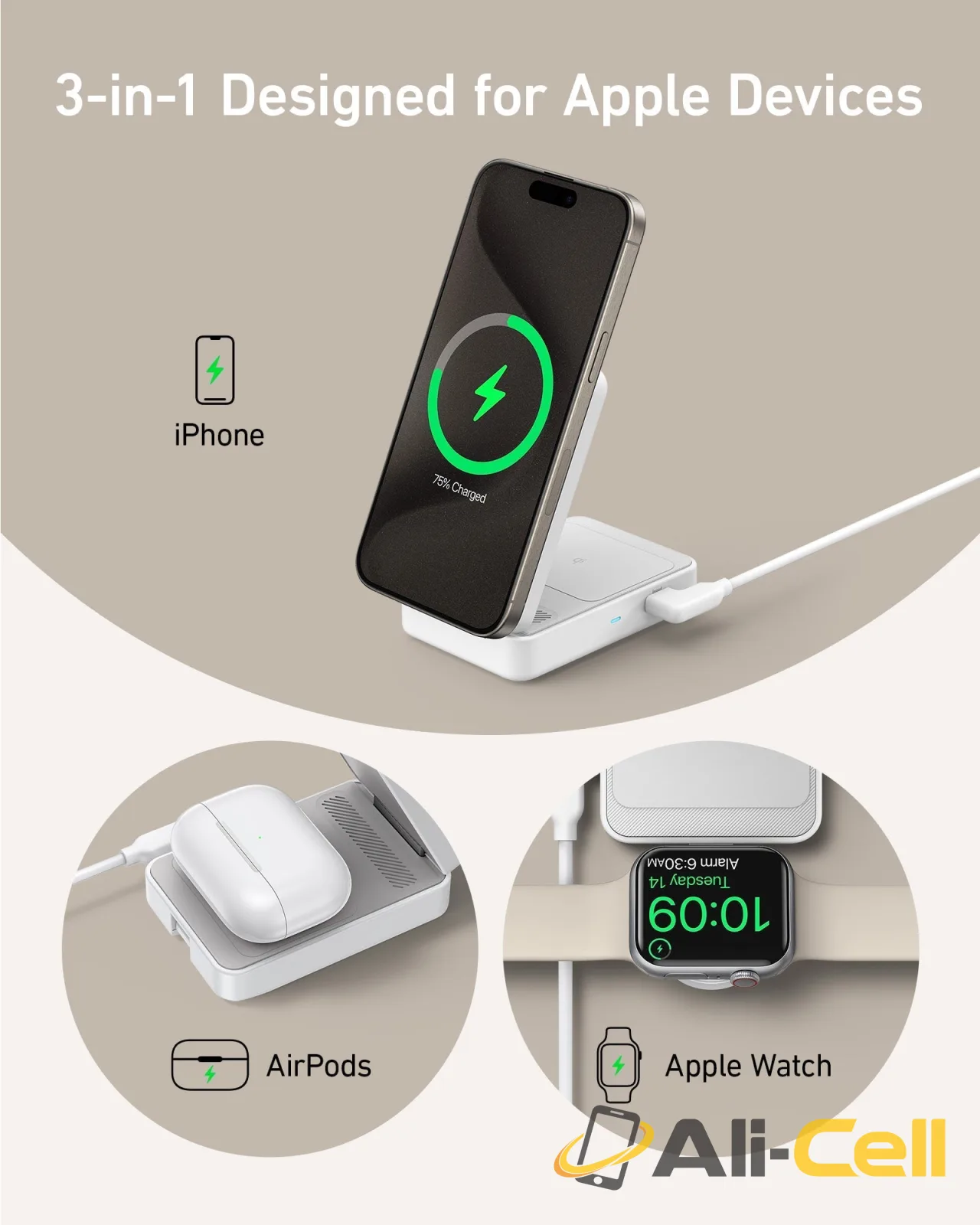 Anker MagGo Wireless Charging Station (Foldable 3-in-1) (White) — 8