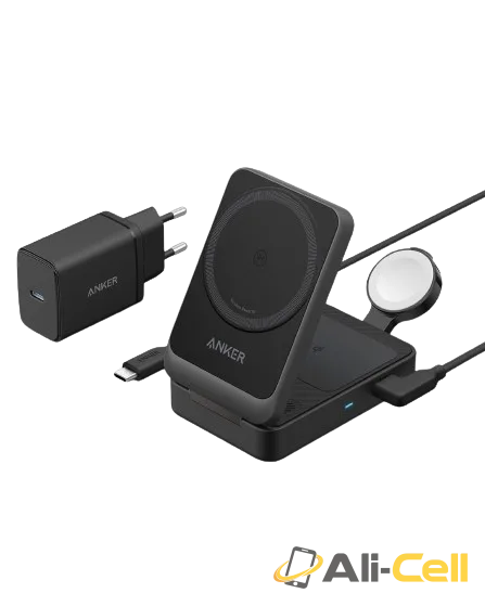 Anker MagGo Wireless Charging Station (Foldable 3-in-1) (Black)