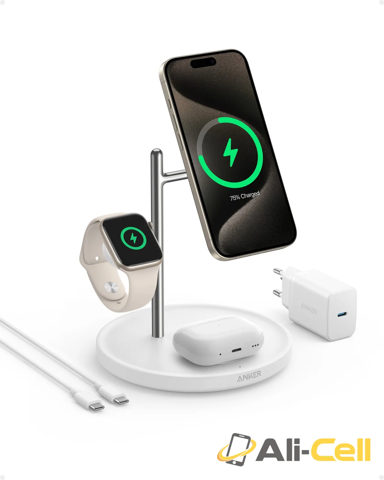 Anker MagGo Wireless Charging Station (3-in-1 Stand) (White) — 2
