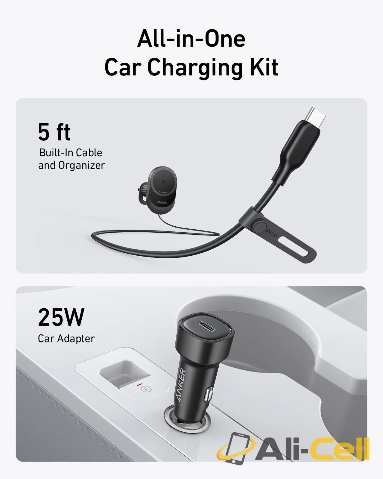 Anker MagGo Wireless Car Charger (Pad, Built-In USB-C Cable) — 4