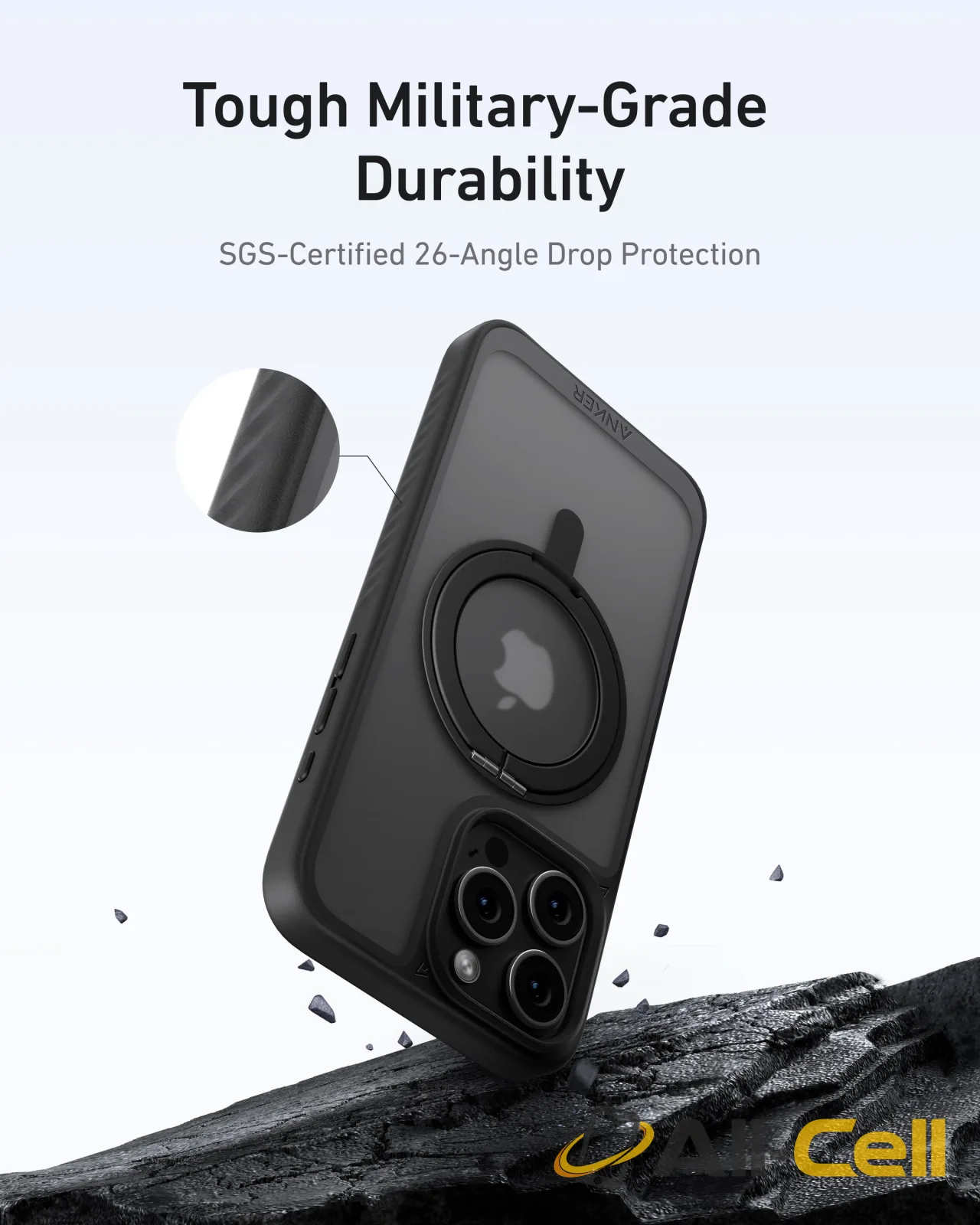 Anker MagGo Magnetic Case with Stand (360° Ring Stand, For iPhone) (iPhone 16 / Black-Stone) — 2
