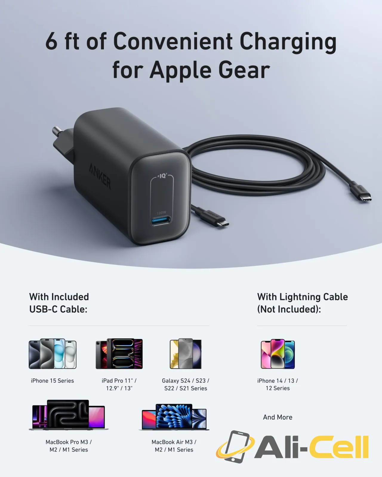 Anker Nano Charger (100W) with USB-C Cable (White) — 5