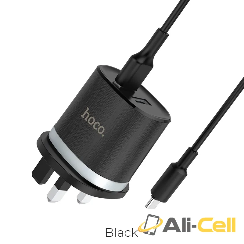 Wall charger “C46 Luster power” UK charging adapter set with cable (Set With Type C Cable)