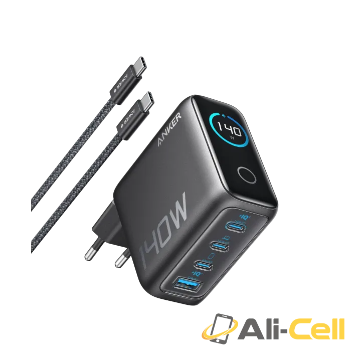 Anker Laptop Charger (140W, 4-Port, PD 3.1) with USB-C Cable (Gray)