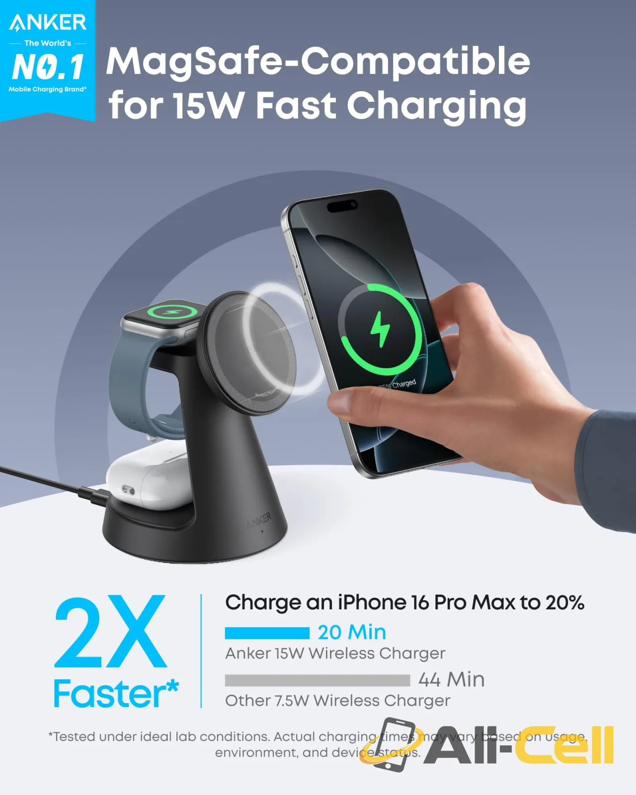 Anker MagGo Wireless Charging Station (3-in-1, Dock Stand) (Black) — 3