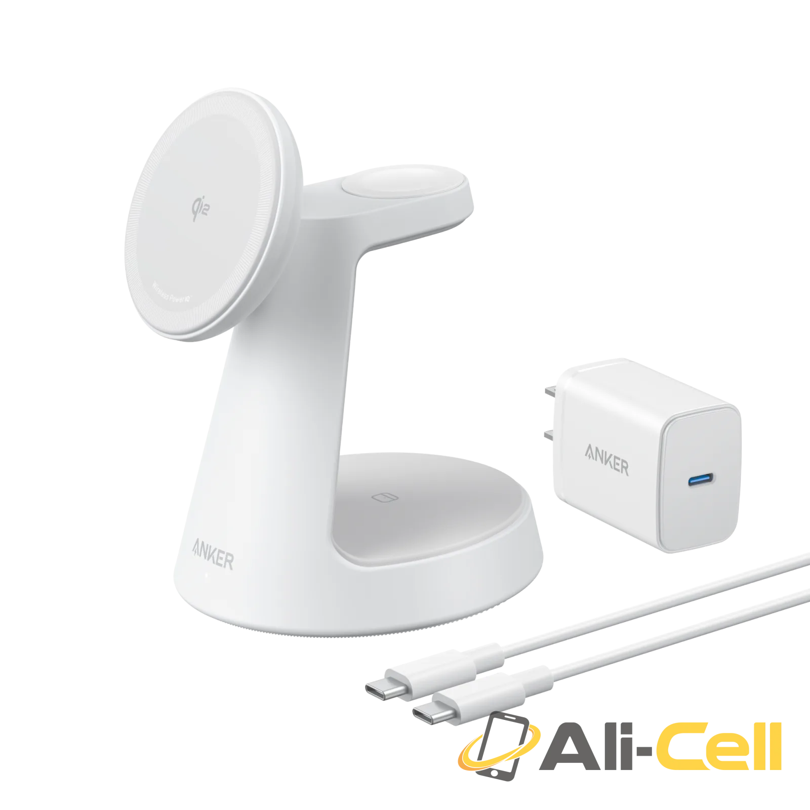 Anker MagGo Wireless Charging Station (3-in-1, Dock Stand) (White)