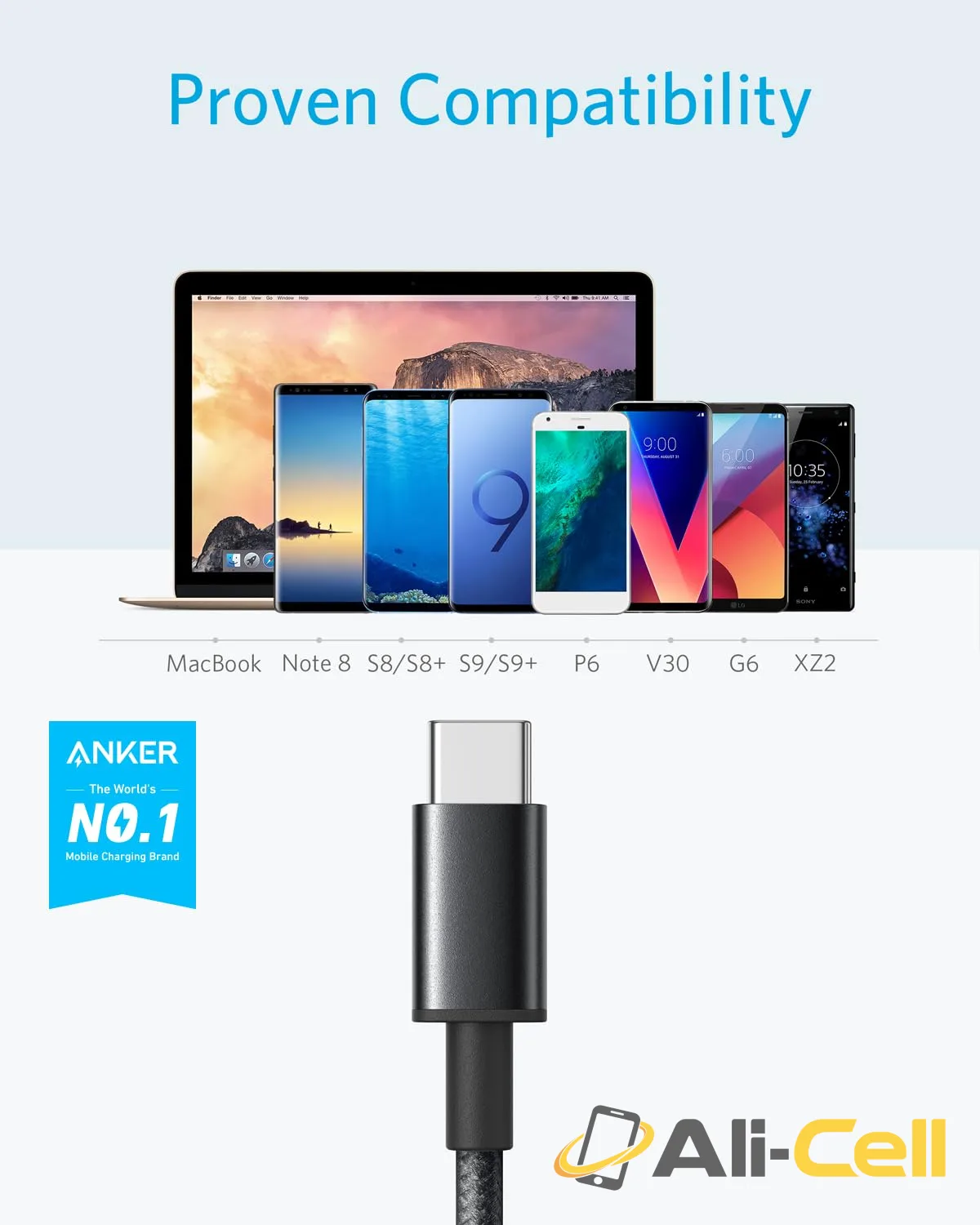 Nylon USB-C to USB-A 2.0 Cable 3ft 2Pack Black — 2
