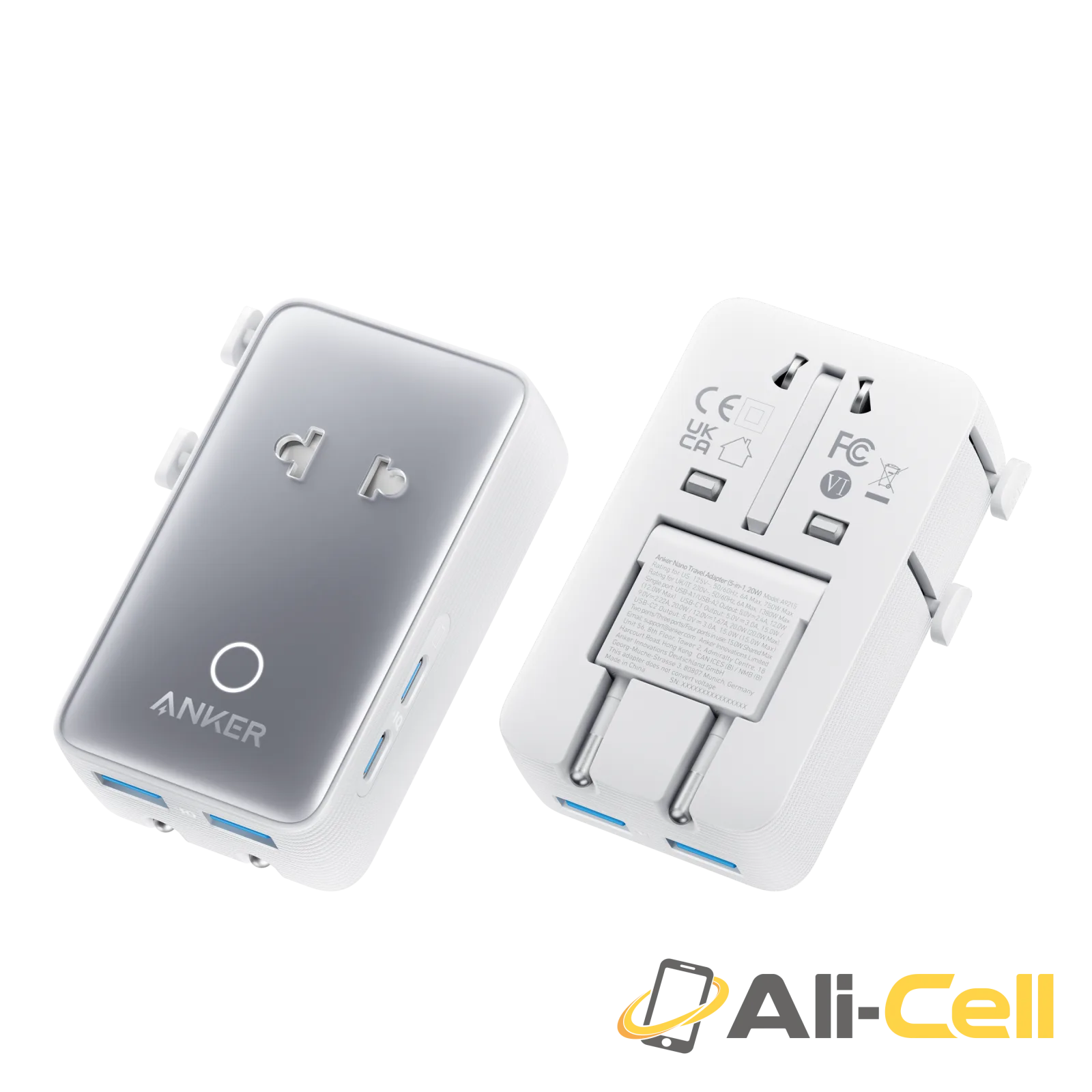 Anker Nano Travel Adapter (5-in-1, 20W, 1-Pack) (Black) — 2