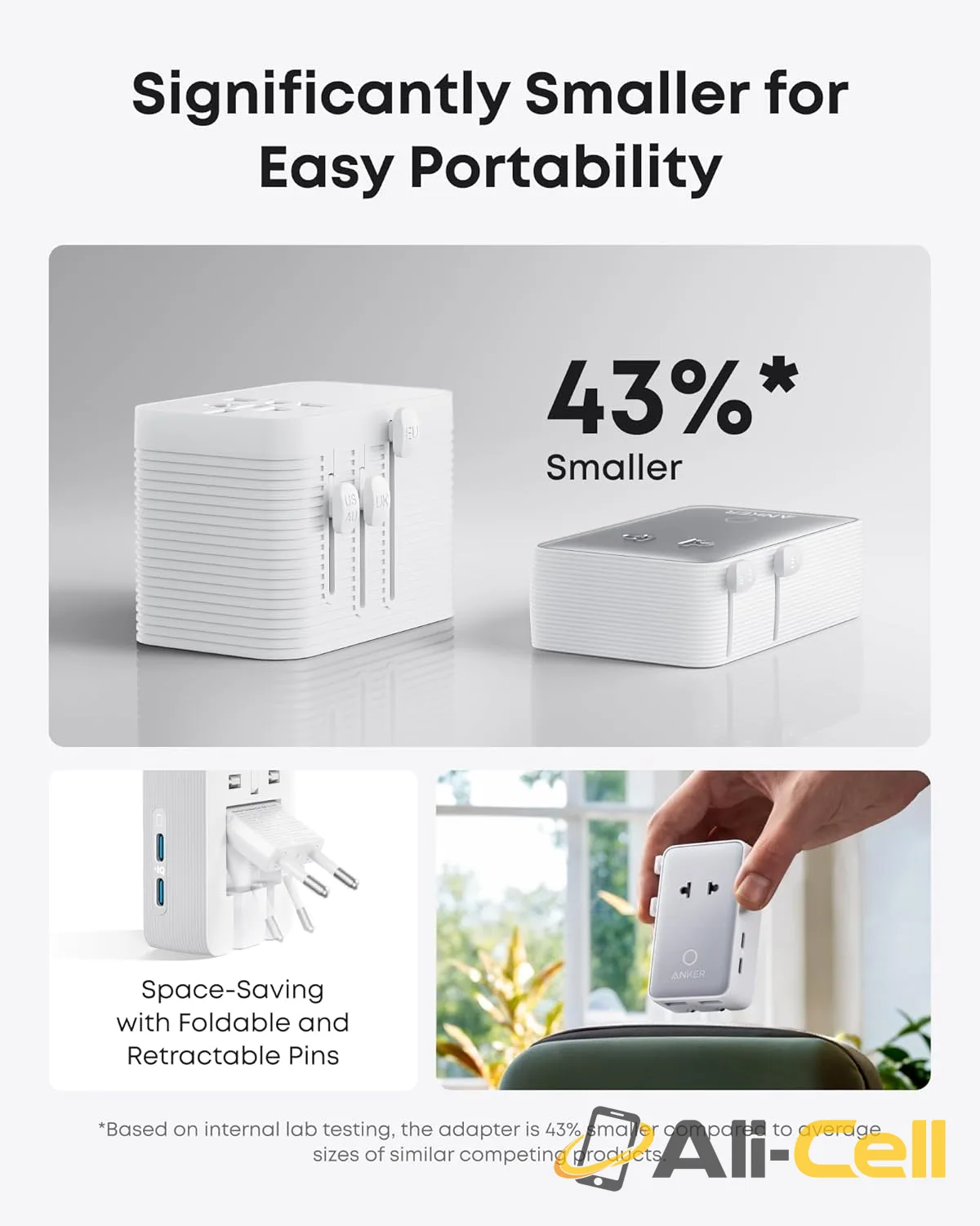 Anker Nano Travel Adapter (5-in-1, 20W, 1-Pack) (Black) — 5