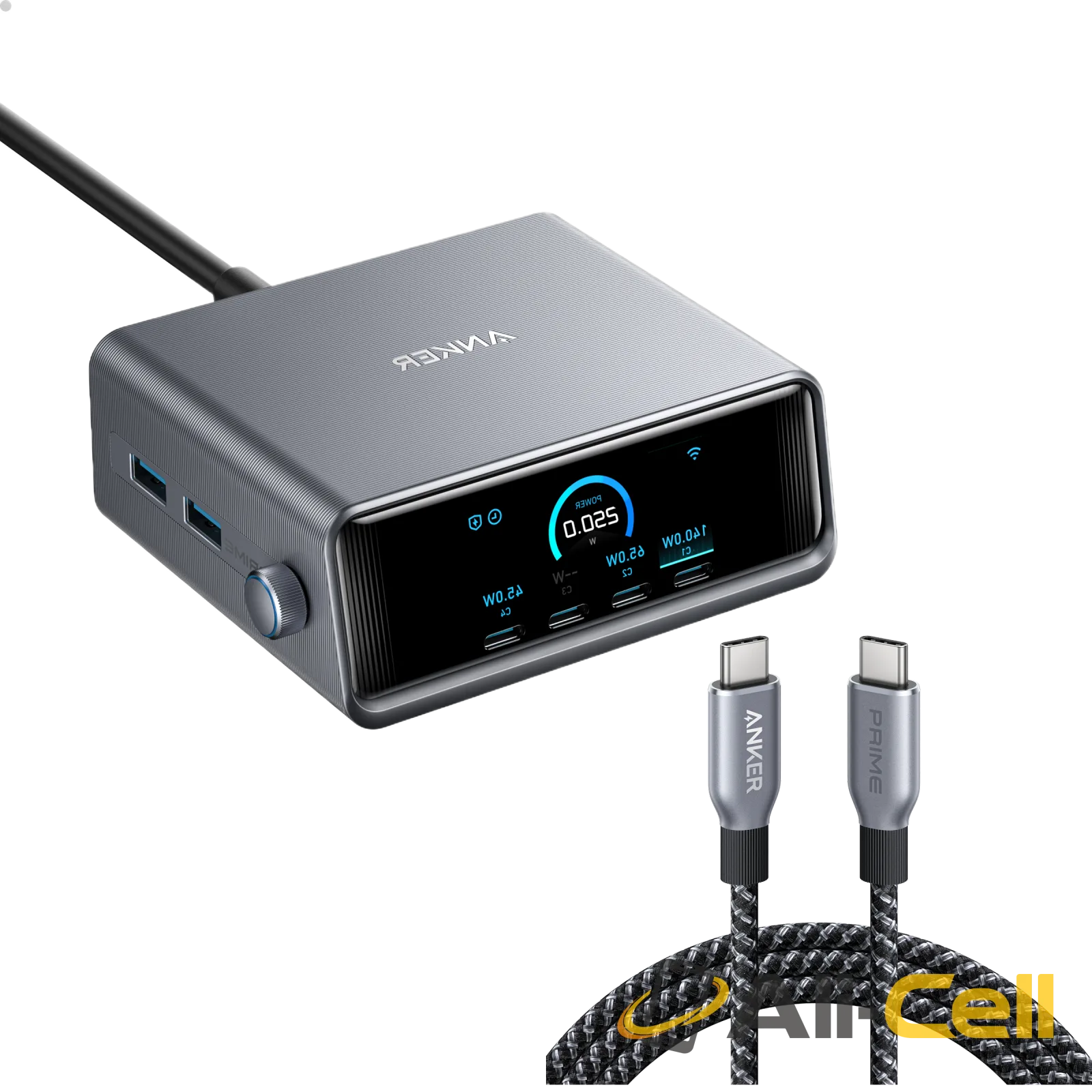 Anker Prime Charger (250W, 6 Ports, GaNPrime) with USB-C to USB-C Cable (240W)