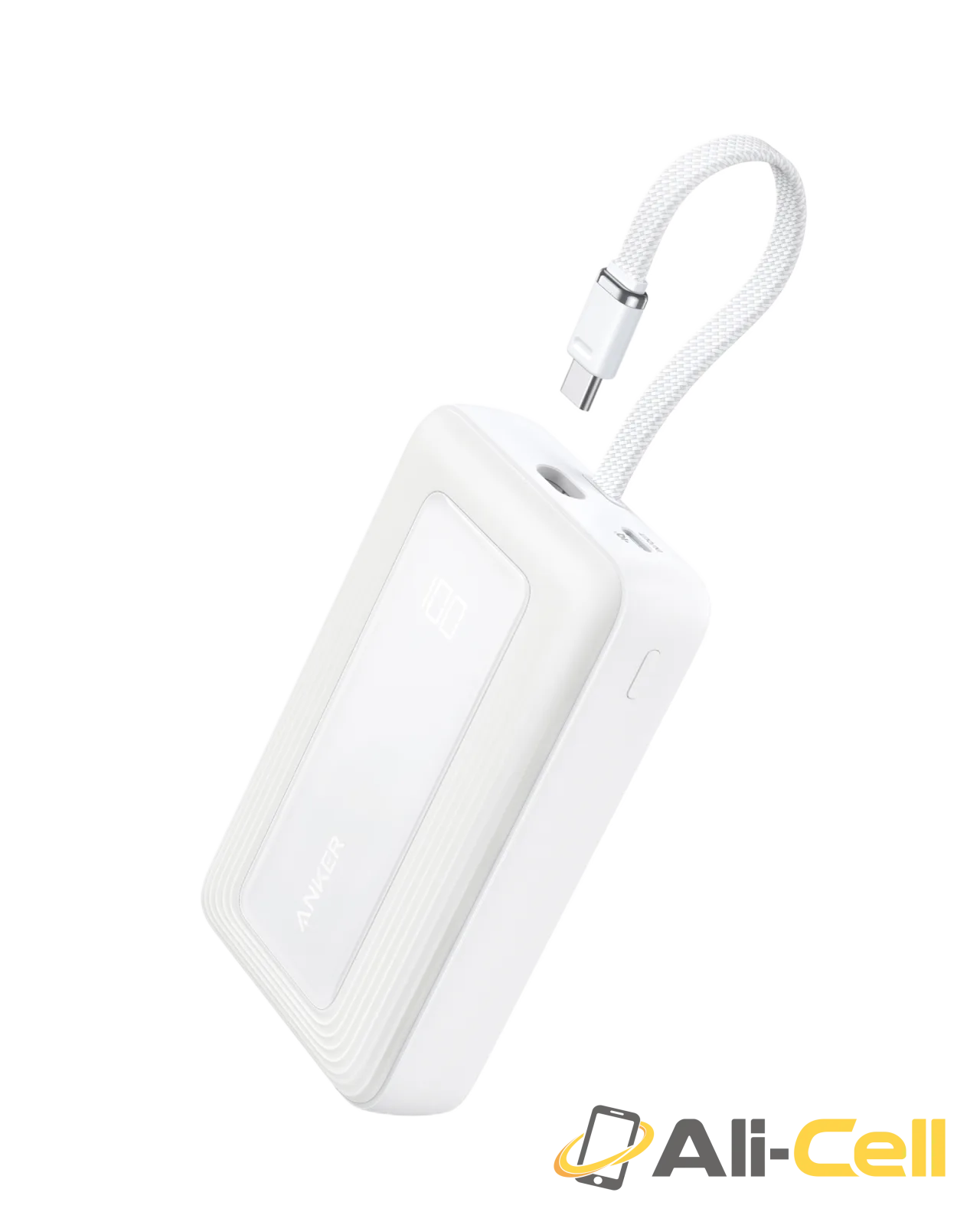 Anker Zolo Power Bank (20K,30W,Built-In USB-C Cable) (White)