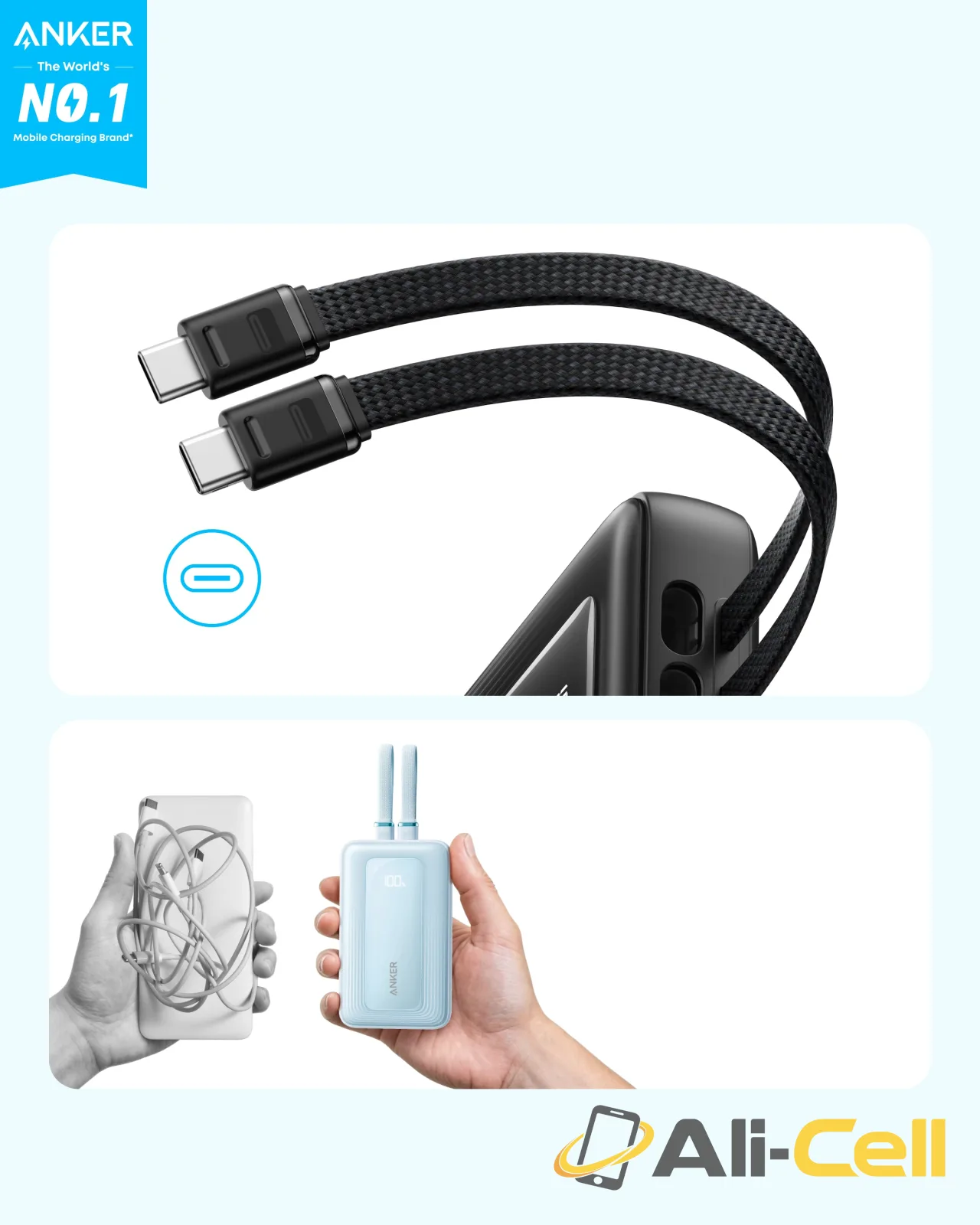 Anker Zolo Power Bank (10K,35W,Built-In Dual USB-C Cables) — 5
