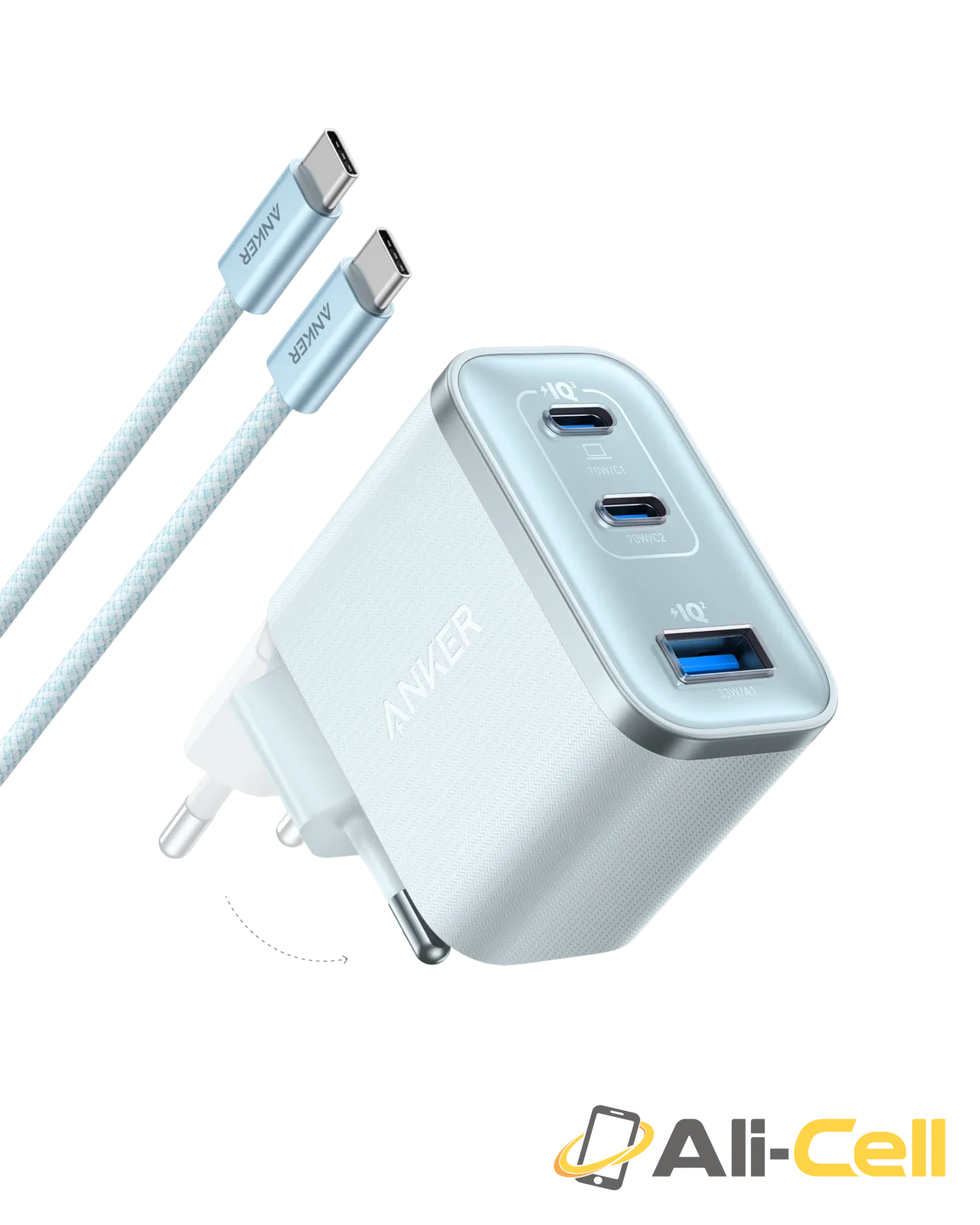 Anker Nano Charger (70W, 3 Ports) (Sprout Green)