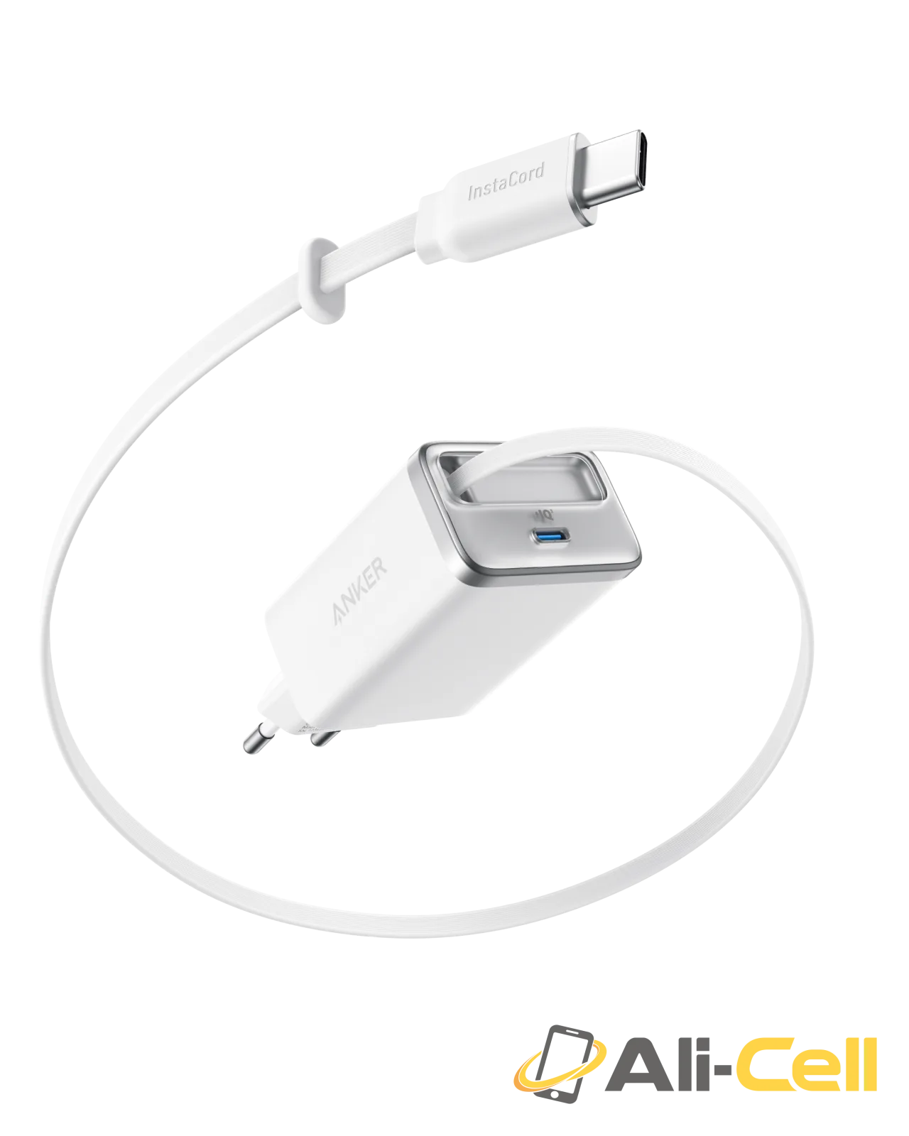 Anker Nano Charger (35W, Built-In Retractable USB-C Cable) (White)