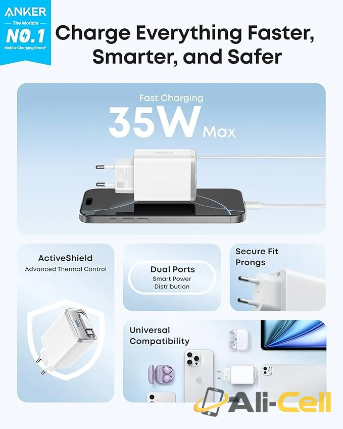 Anker Nano Charger (35W, Built-In Retractable USB-C Cable) (White) — 8