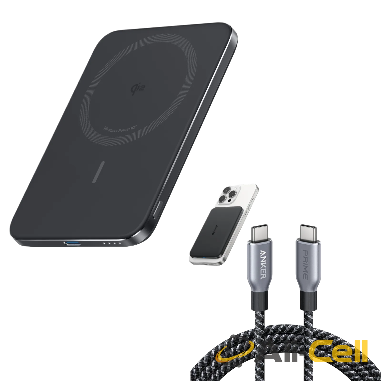 Anker Nano Power Bank (5K, MagGo, Slim) and Anker Prime USB-C to USB-C Cable (240W, Upcycled-Braided)