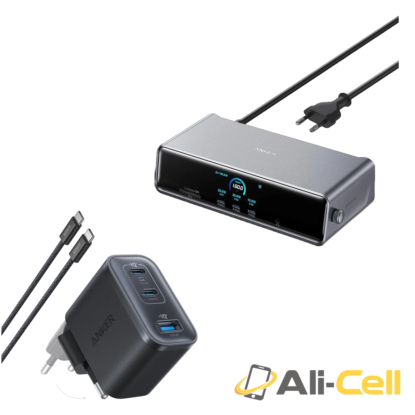Anker Prime Docking Station and Anker Nano Charger (70W, 3 Ports)