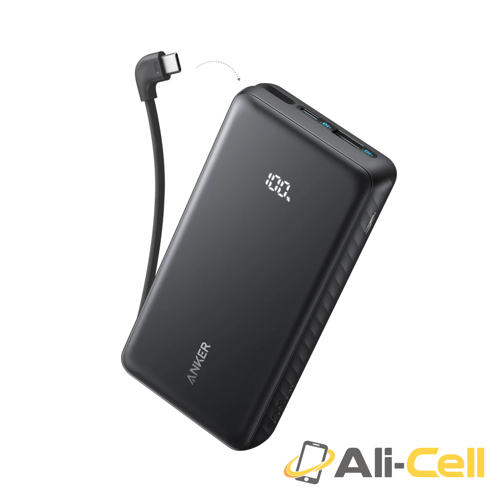 Anker Zolo Power Bank (20K, 22.5W, Built-In USB-C Cable) (Black)