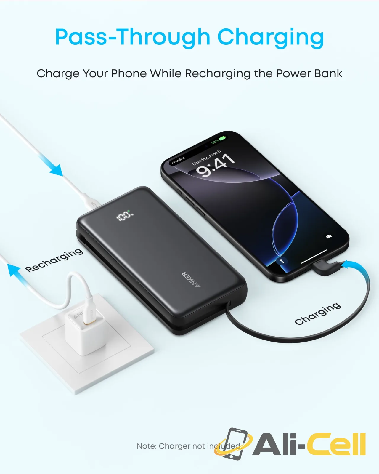 Anker Zolo Power Bank (20K, 22.5W, Built-In USB-C Cable) (White) — 5