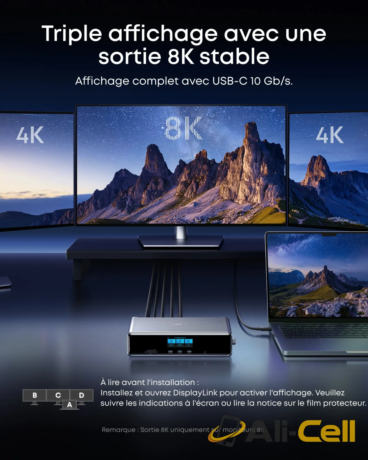 Station d’accueil Anker Prime (14-en-1, triple affichage, DisplayLink) + Anker Prime USB-C auf USB-C Kabel (240W, Upcycled-Flechtdesign, 3 ft) — 4