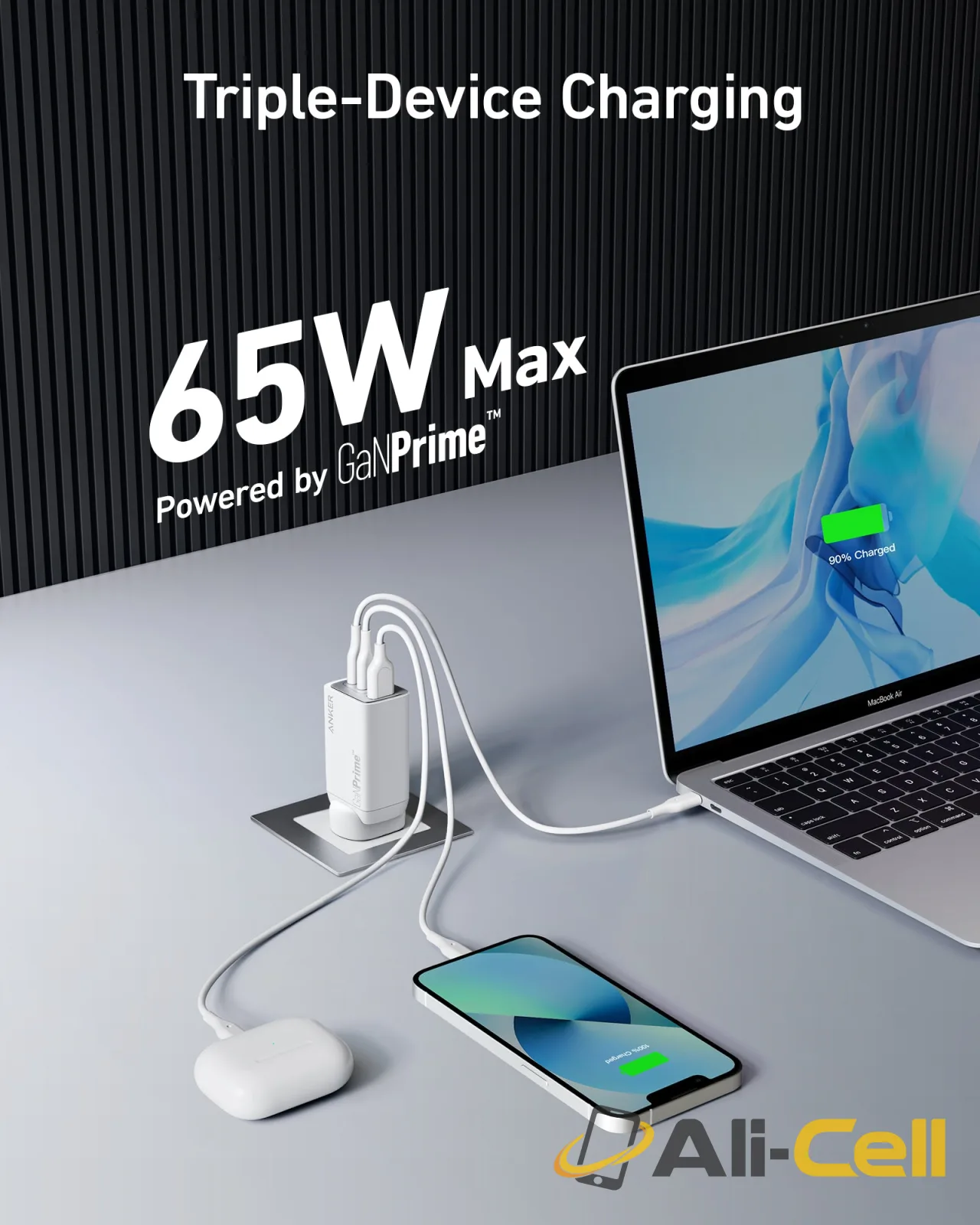 Anker 735 Charger (65W, 3 Ports, GaN) (Black) — 7