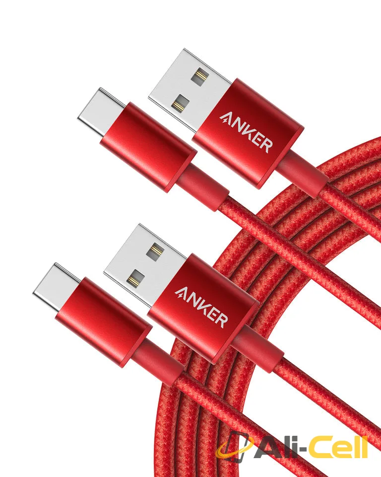 Premium Double-Braided Nylon USB-C to USB-A Cable (Red)