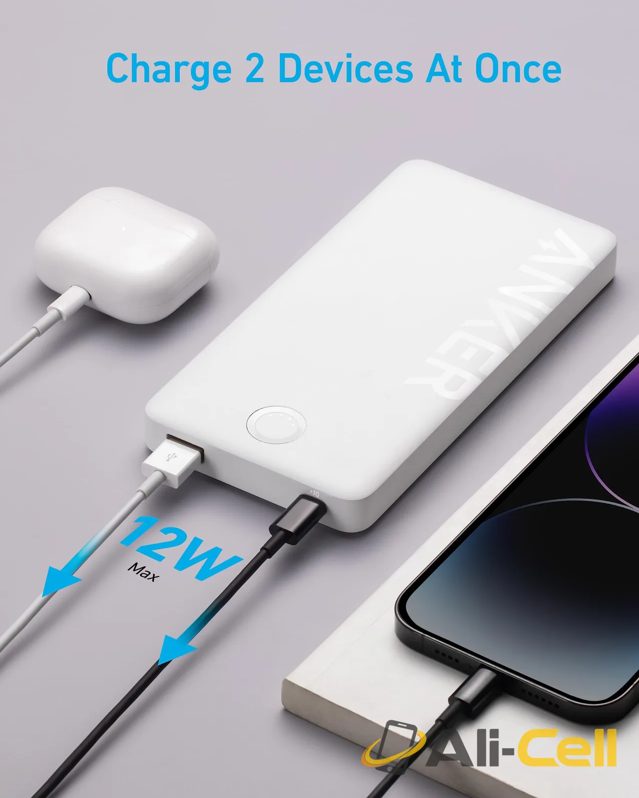 Anker 323 USB-C Power Bank (PowerCore PIQ) (White) — 3