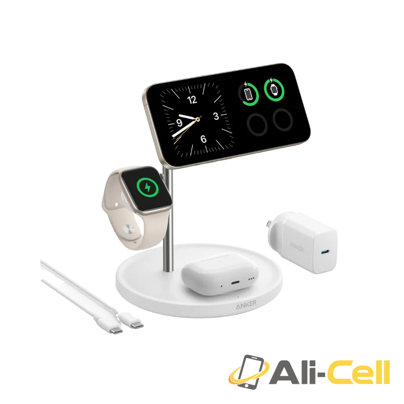 Anker MagGo Wireless Charging Station (3-in-1 Stand, MagSafe) (Shell White)