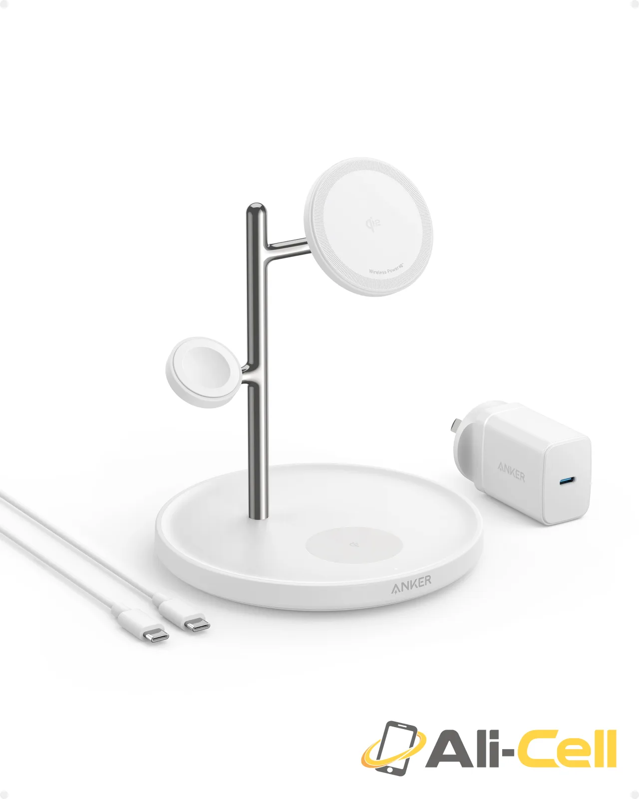 Anker MagGo Wireless Charging Station (3-in-1 Stand, MagSafe) (Shell White) — 3