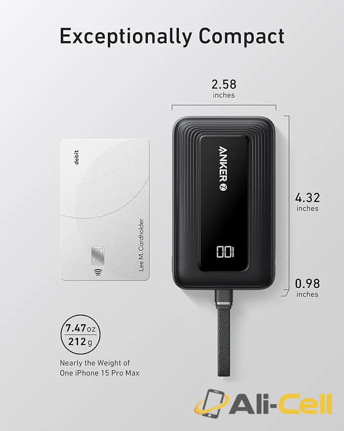 Anker Zolo Power Bank(20,000 mAh, Built-in USB-C Cable) (Blue) — 4