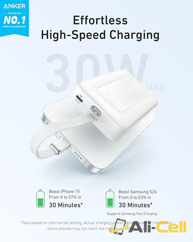 Anker Zolo Power Bank(20,000 mAh, Built-in USB-C Cable) (Blue) — 6