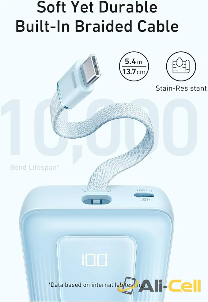 Anker Zolo Power Bank(20,000 mAh, Built-in USB-C Cable) (Blue) — 8