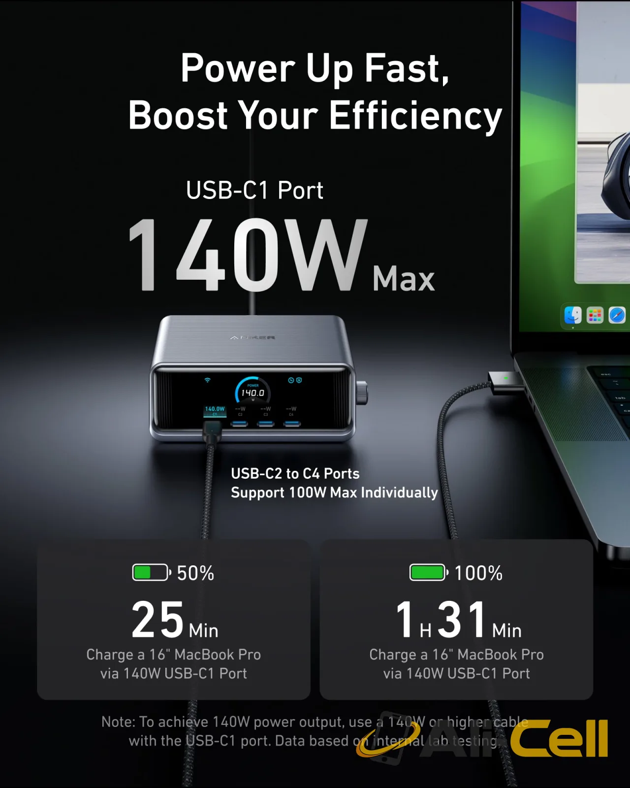 Anker Prime Charger (250W, 6 Ports, GaNPrime) and Prime USB-C to USB-C Cable (240W, Upcycled-Braided, 182cm) — 3