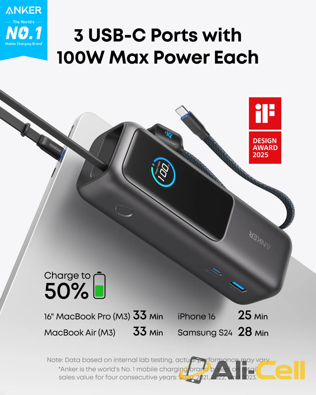 2 × Anker Laptop Power Bank (25K, 165W, Built-In Retractable Cable) (Silvery + Space Black) — 5