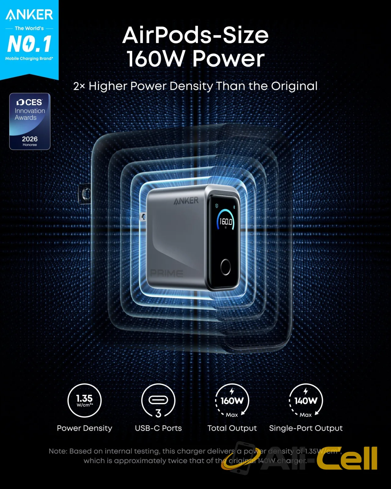 Anker Prime Charger (160W, 3 Ports, Smart Display) (Prime Charger + Cable) — 3