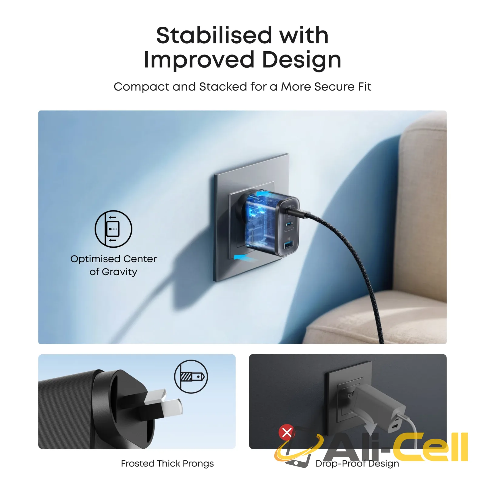 Anker Nano Charger (70W, 3 Ports) (Shell White) — 7
