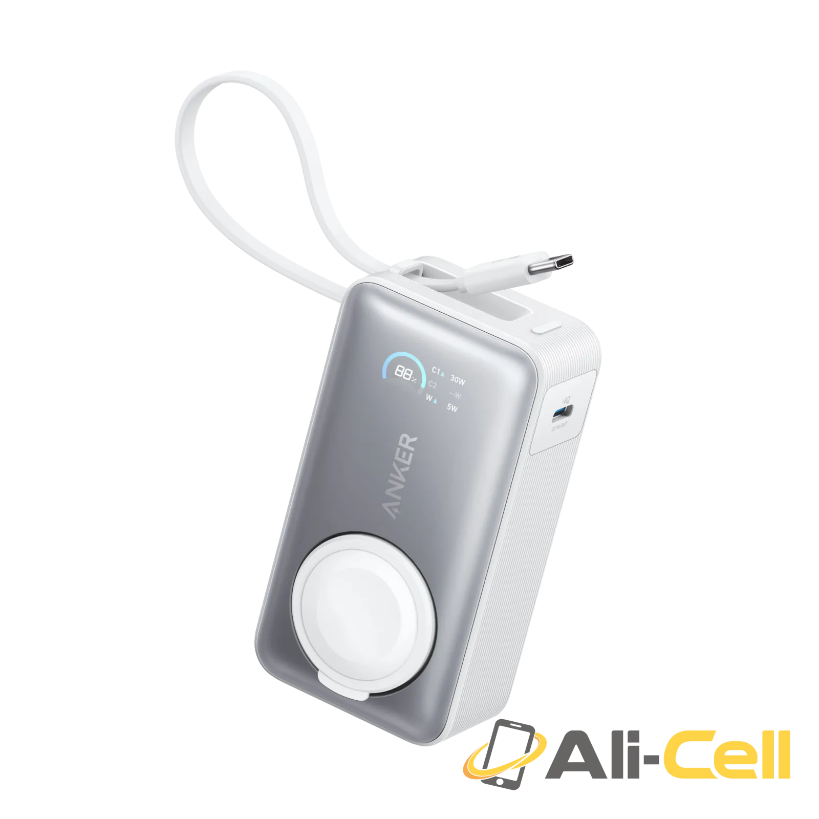 Anker MagGo Power Bank (10K, 35W, For Apple Watch) (Shell White)