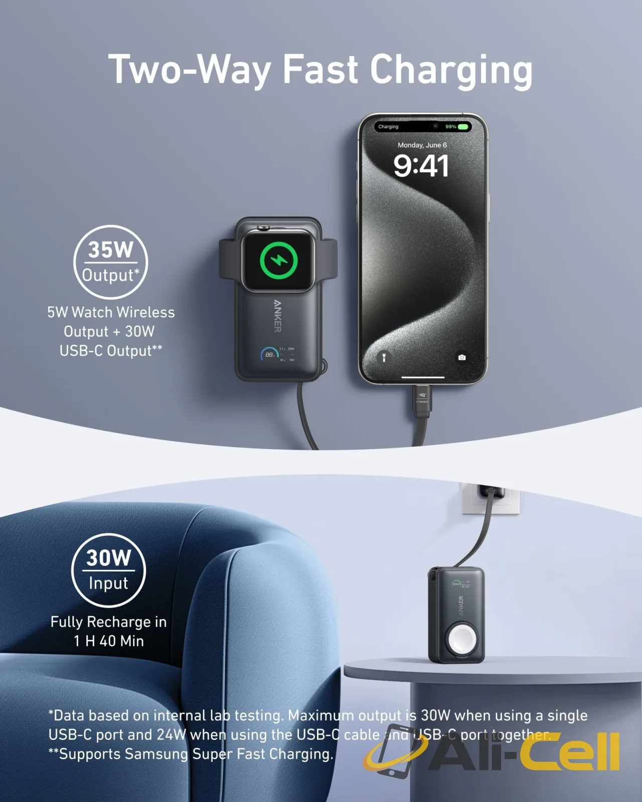 Anker MagGo Power Bank (10K, 35W, For Apple Watch) (Shell White) — 5