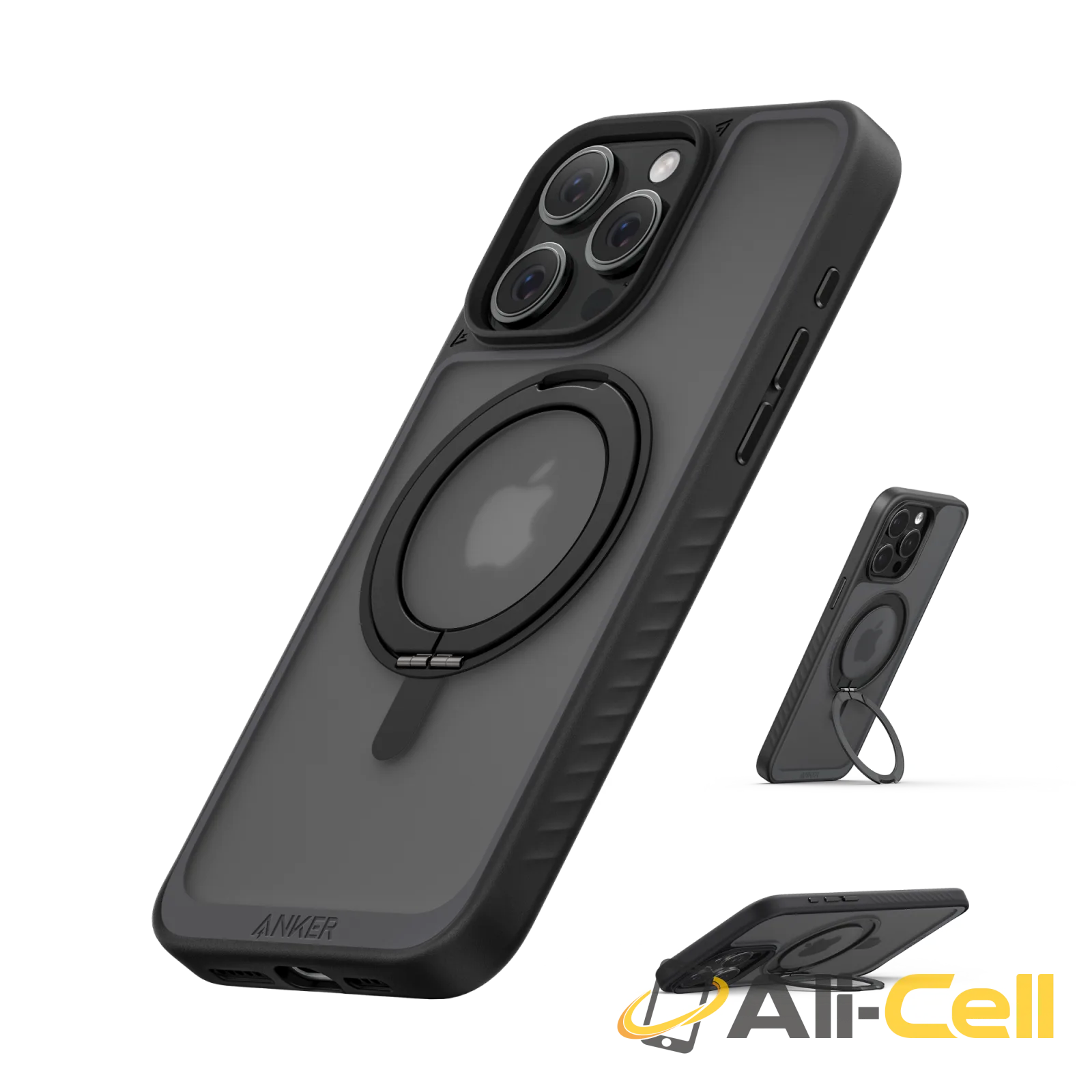 Anker FlexStand Magnetic Phone Case for iPhone 16 Pro Max Case, 360° Ring Stand and Matte Protective Cover (Black Stone / iPhone 15 Pro) — 2