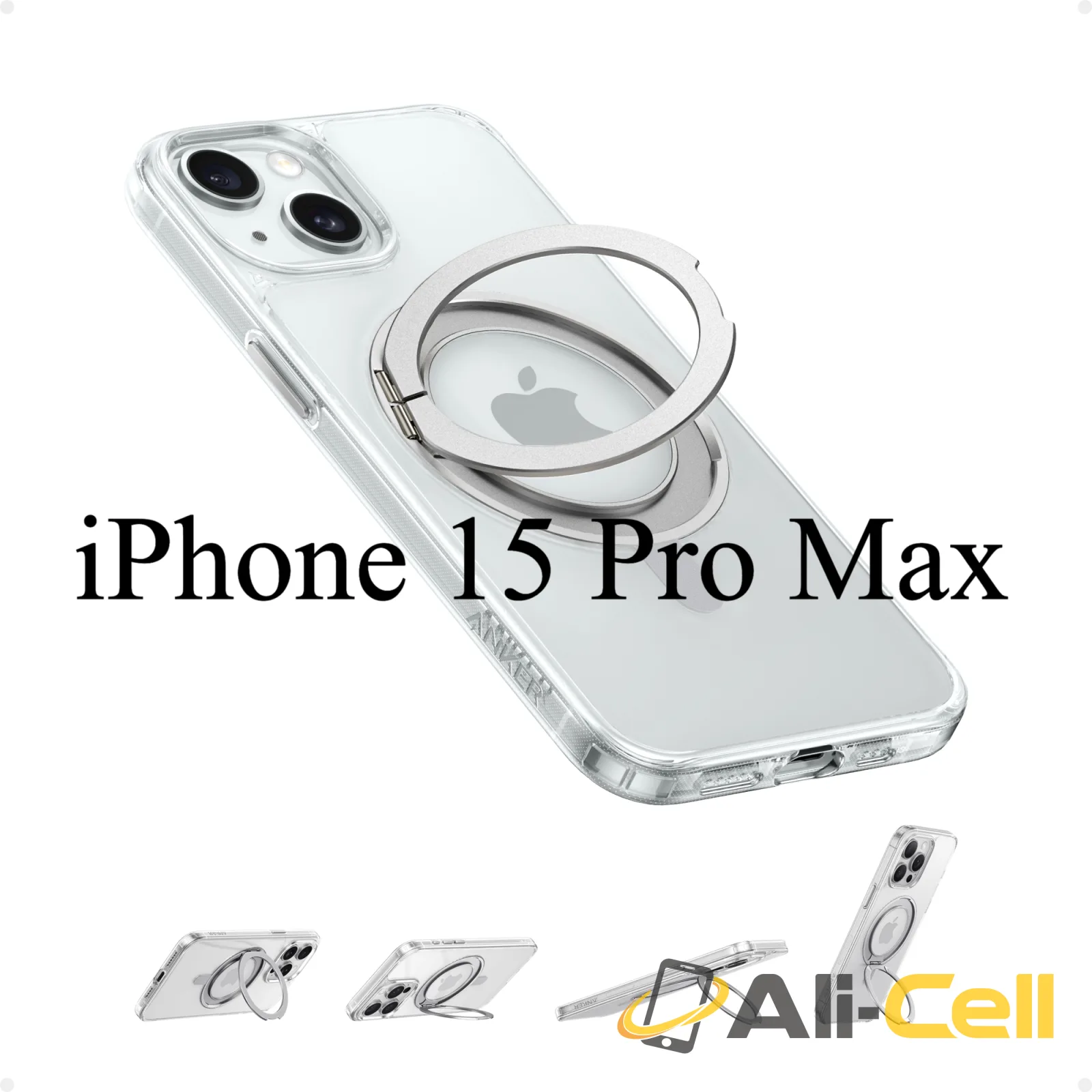 Anker FlexStand Magnetic Phone Case for iPhone 16 Pro Max Case, 360° Ring Stand and Matte Protective Cover (Clear / iPhone 15 Pro Max)