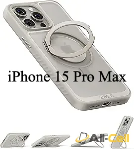 Anker FlexStand Magnetic Phone Case for iPhone 16 Pro Max Case, 360° Ring Stand and Matte Protective Cover (Titanium / iPhone 15 Pro Max)