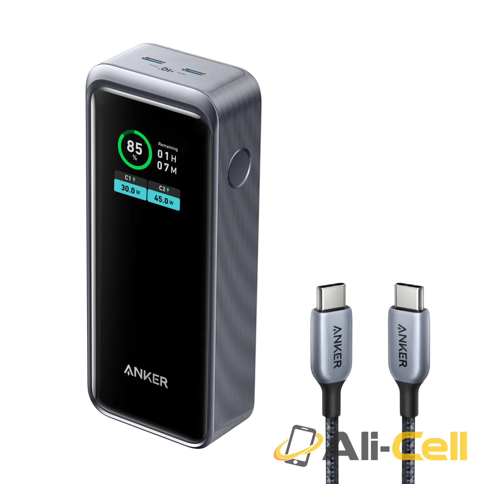 Anker Prime 12,000mAh Power Bank (130W) and Anker 765 USB-C to USB-C Cable (91cm,140W)