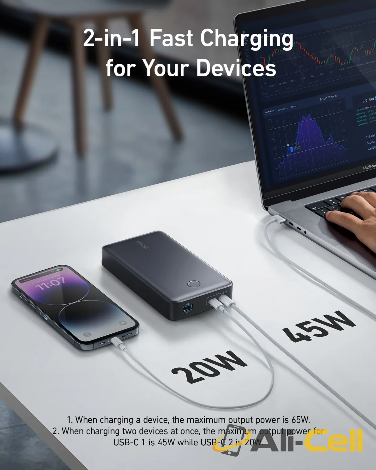 Anker 537 Power Bank (PowerCore 24K for Laptop) (White) — 3