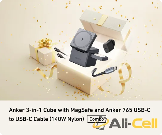 Anker 3-in-1 Cube with MagSafe and Anker 765 USB-C to USB-C Cable (140W Nylon) — 7