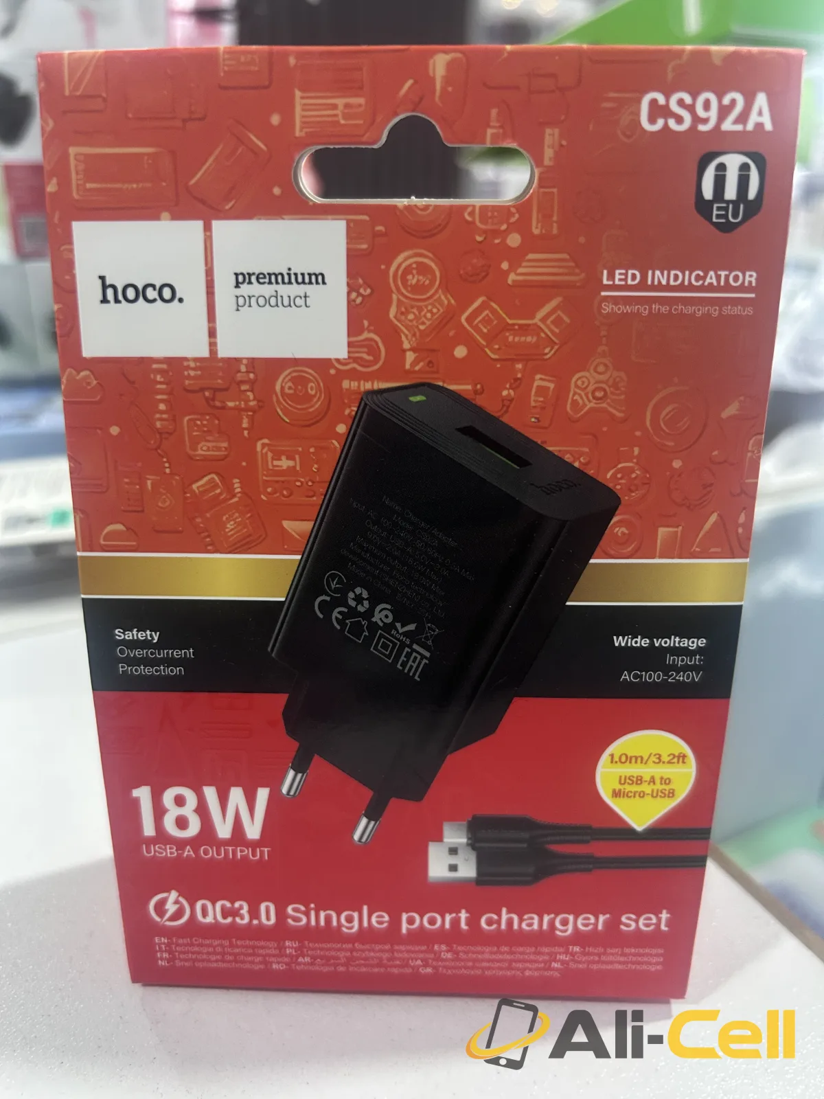 USB-A to Micro USB QC3.0 Single port 18W Charger Set with Cable — 2